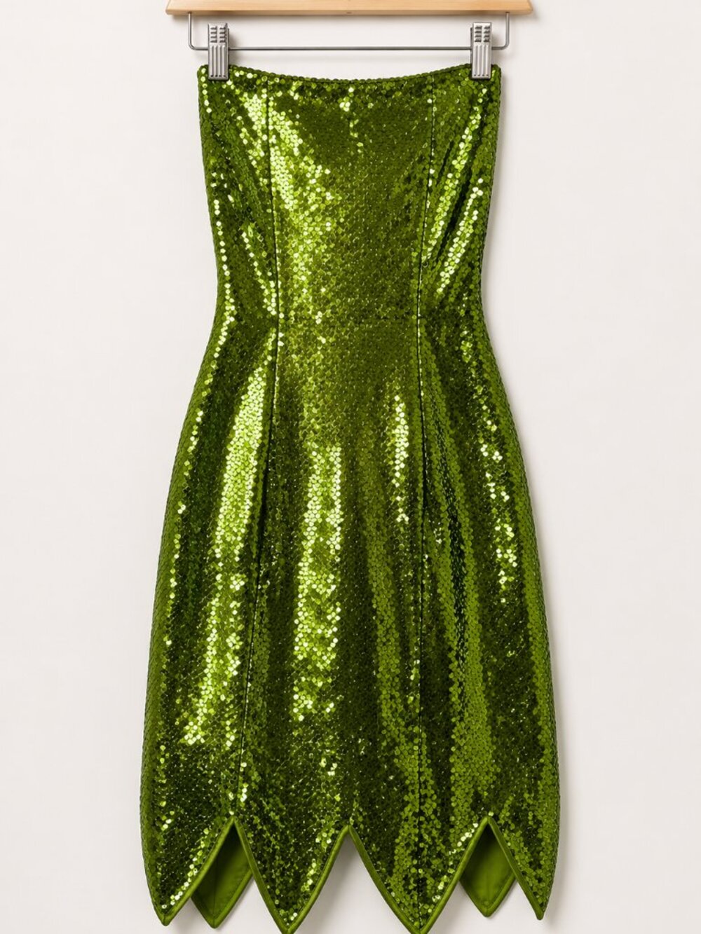 NWT/NWOT SHEIN Curve Green Sequin Strapless Fairy Hem Dress 1XL